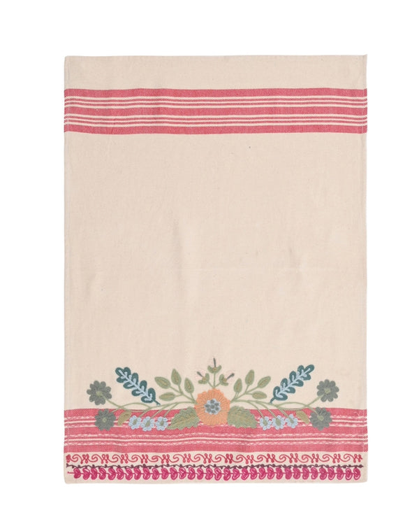Floral  Embroidered Tea Towel