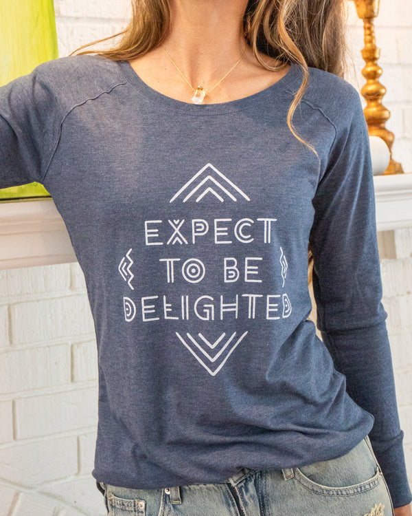 Expect To Be Delighted NAVY Long Sleeve Tee