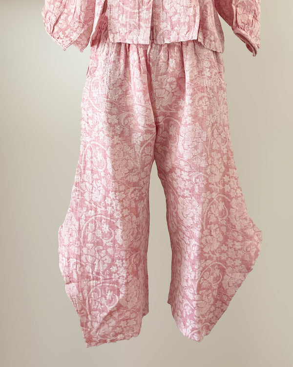 Pink Cotton Jacquard Pants