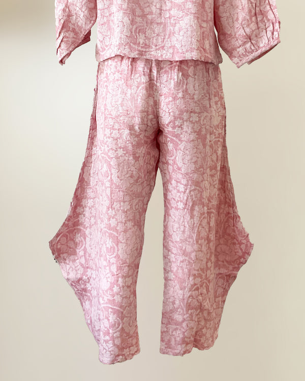 Pink Cotton Jacquard Pants