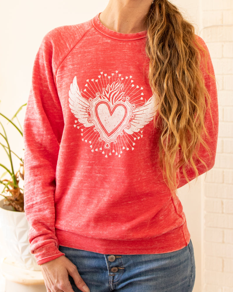 Sacred Heart Red Burnout Sweatshirt