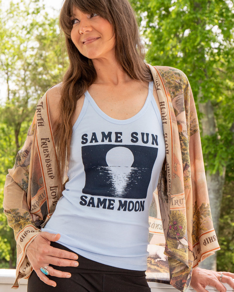 Same Sun, Same Moon - Sky Blue Organic Tank