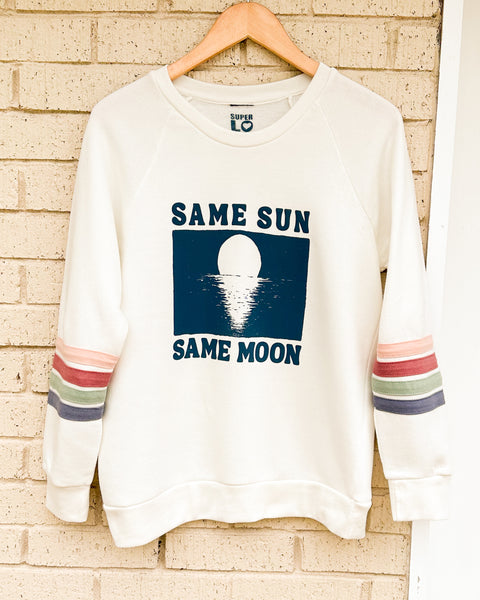 Same Sun, Same Moon Sweatshirt w/ Stripes – SuperLoveTees