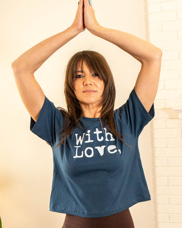 With Love Sea Blue Cotton Tee