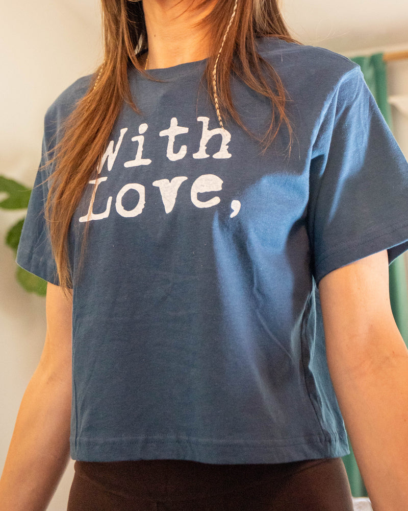 With Love Sea Blue Cotton Tee
