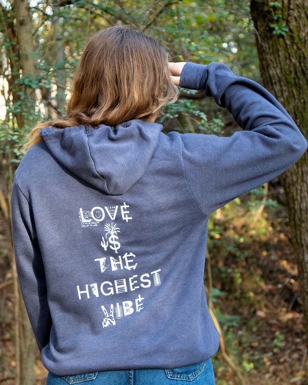 Love is the Highest Vibe - Heather Navy Hoodie