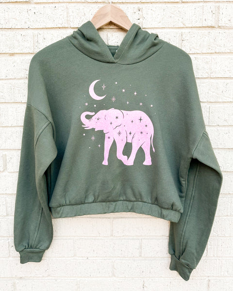 Elephant Cinched Bottom Hoodie