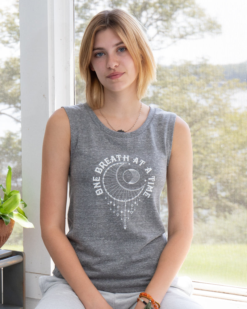 One Breath at a Time - Heather Grey Muscle Tee