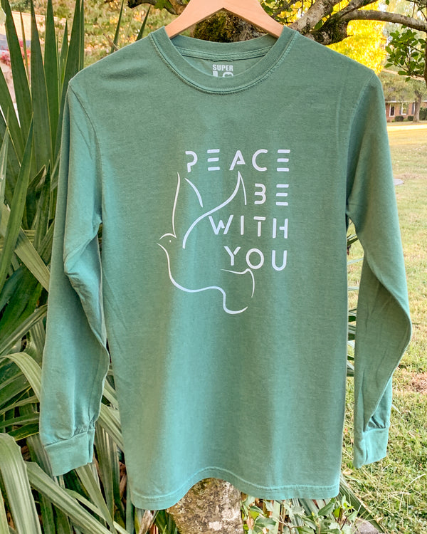 Peace Be With You Pine Long Sleeve Tee