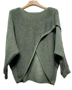 Moss Cotton Front Wrap Sweater