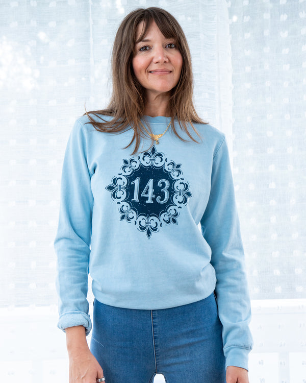 143 Soft Blue Cotton Sweatshirt