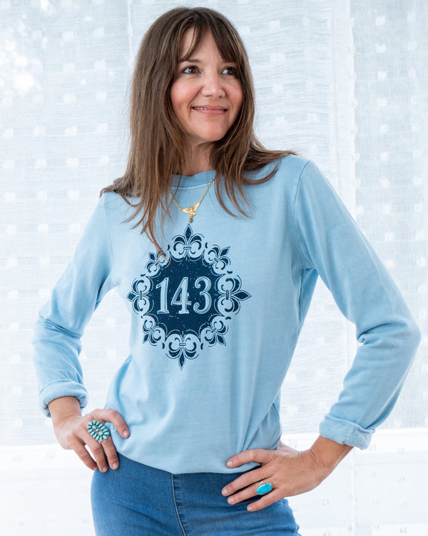 143 Soft Blue Cotton Sweatshirt