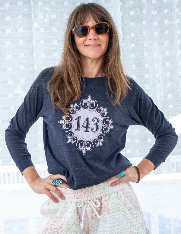 143 Navy Slouchy Long Sleeve Tee