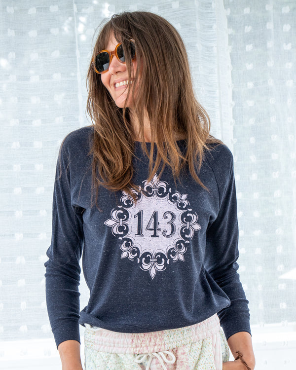 143 Navy Slouchy Long Sleeve Tee