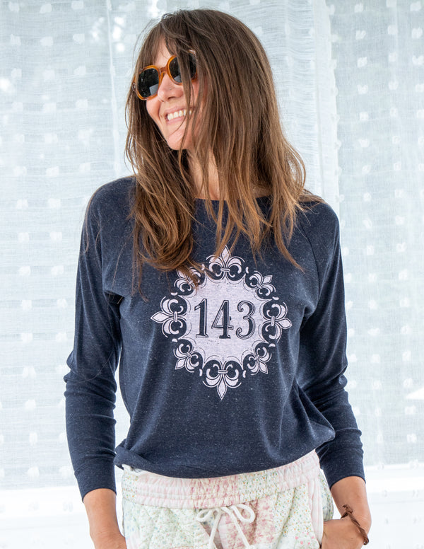 143 Navy Slouchy Long Sleeve Tee