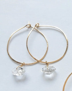 14k Gold Fill 1.5" Hoop with Diamond Quartz Crystals