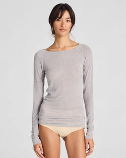 Light Grey Melange Wool Blend Layering Top