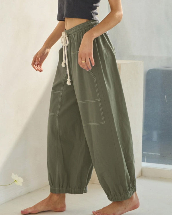 Moss Cotton Balloon Pants