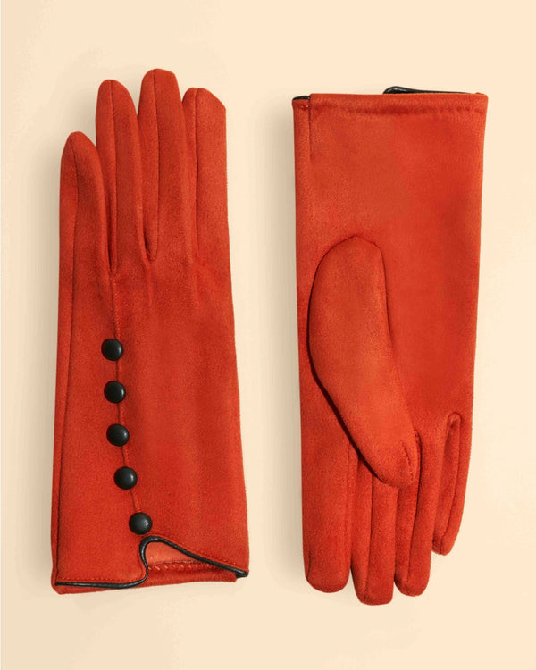 Tangerine Retro Style Ultra Suede Gloves