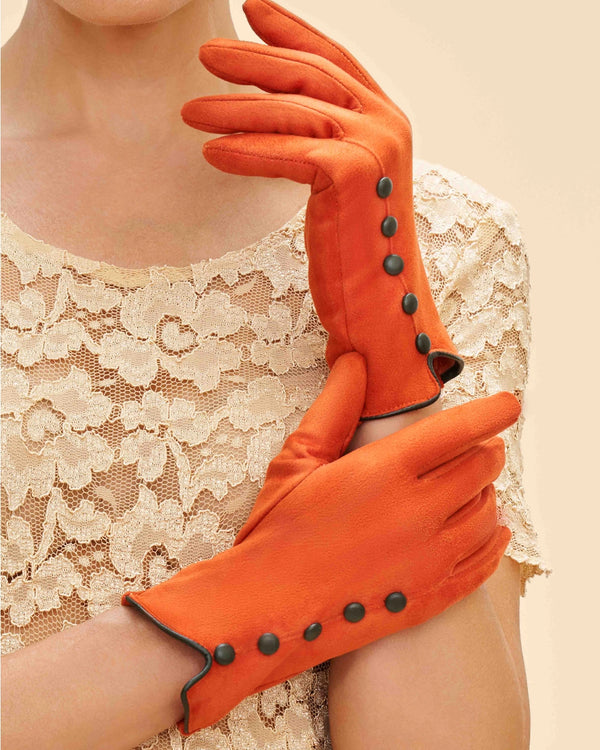 Tangerine Retro Style Ultra Suede Gloves