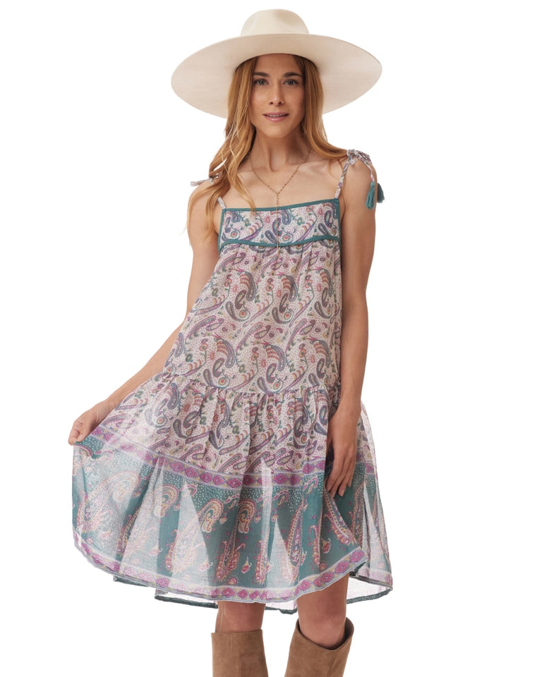 Calico Cotton Print Drop Waist Dress