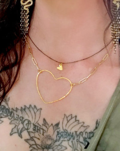 Big Heart Gold Necklace – SuperLoveTees | Graphic Tees Inspired By