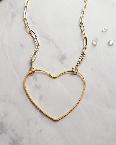 Big Heart Gold Necklace – SuperLoveTees | Graphic Tees Inspired By