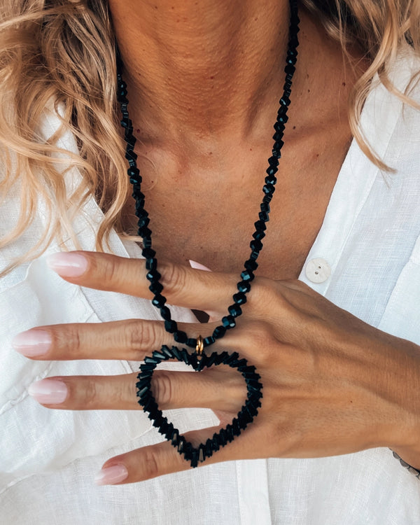 Black Heart Crystal Necklace