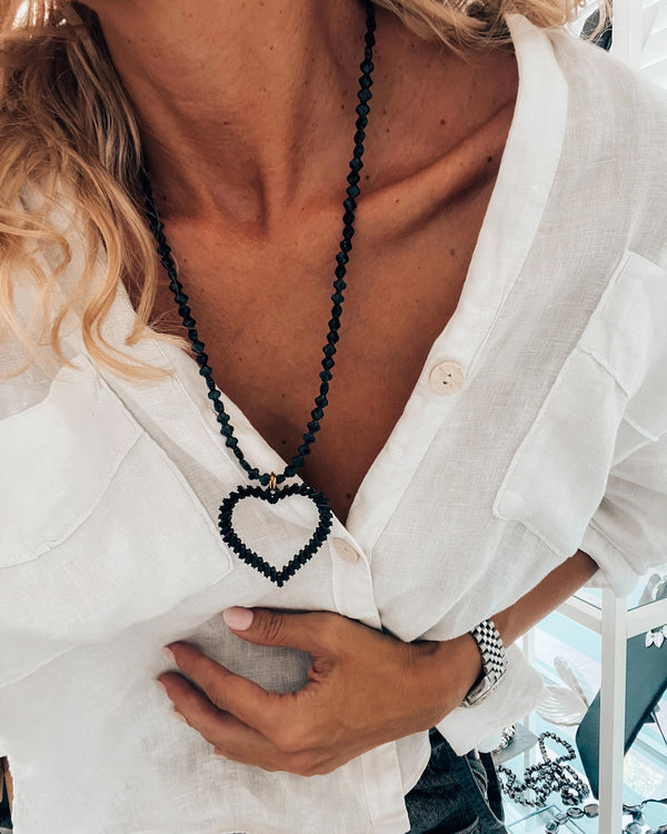 Black Heart Crystal Necklace