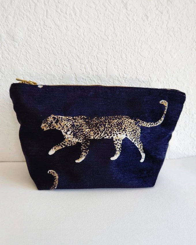 Black Velvet Leopard Traveller Zip Bag