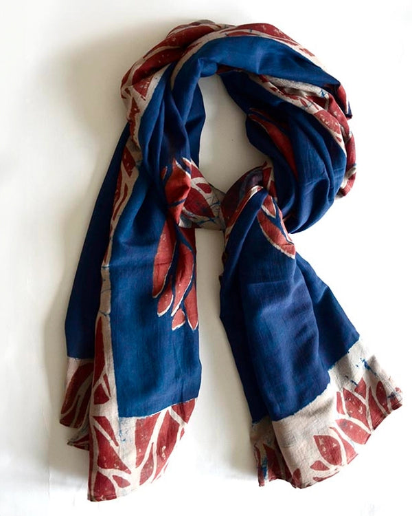 Scarlet 'n Blue Block Print Scarf