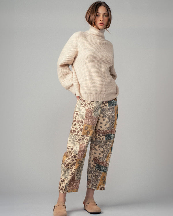 Patchwork Print Barrel Pants