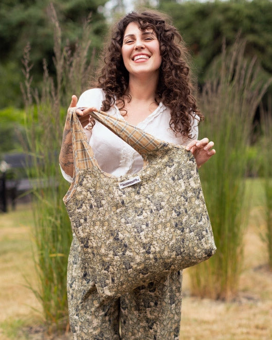 Born To Run Boho Linen Tote Bag w/ Wild Horse & Floral Print