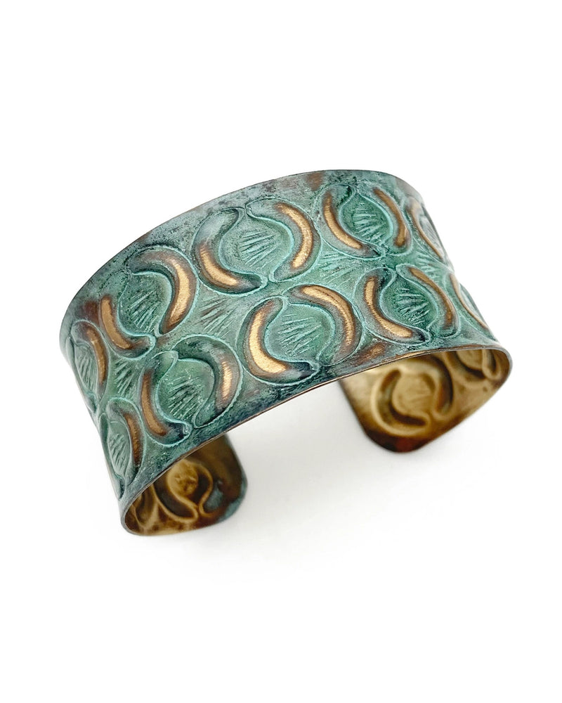 Crescent Moons Brass Patina Cuff Bracelet