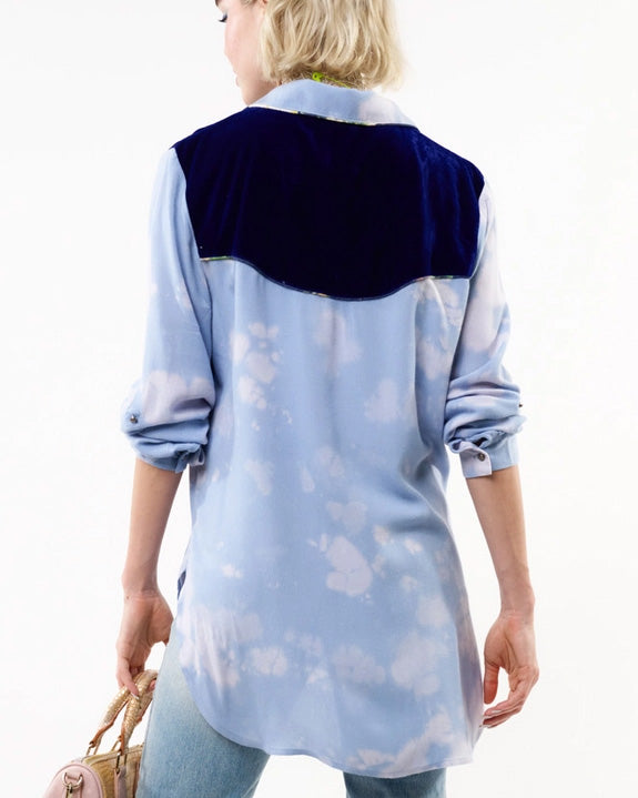 Big Sky Oversized Shirt with Embroidered Velvet