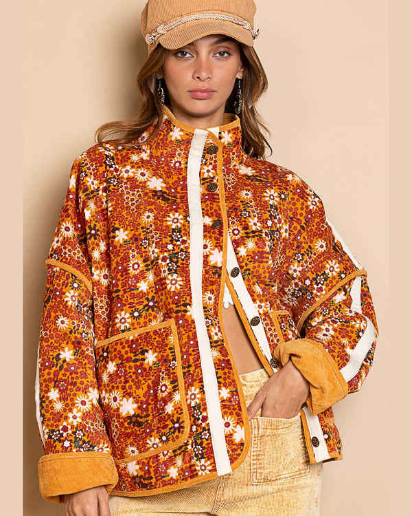 Floral Corduroy Quilted Jacket