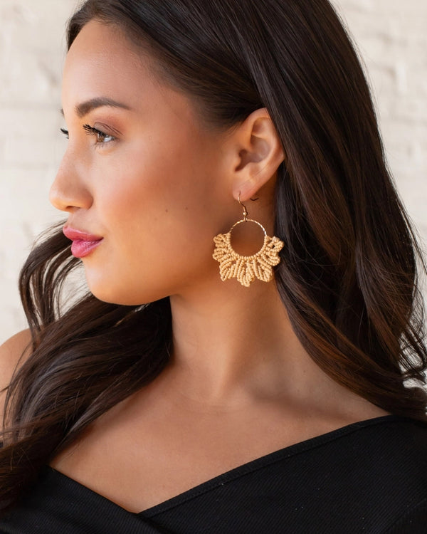 Seed Bead Lotus Earring