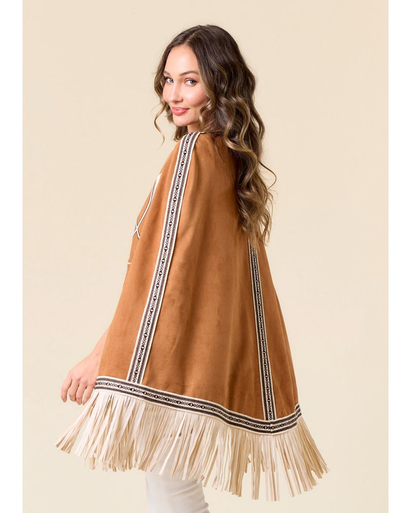 Fringed Embroidered Cape