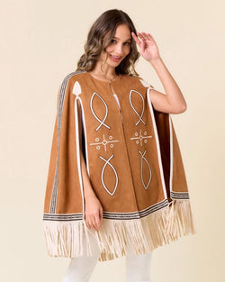 Fringed Embroidered Cape