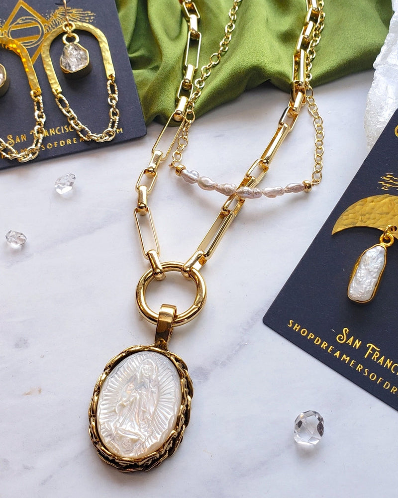 Mother Mary Carved Guadalupe Necklace