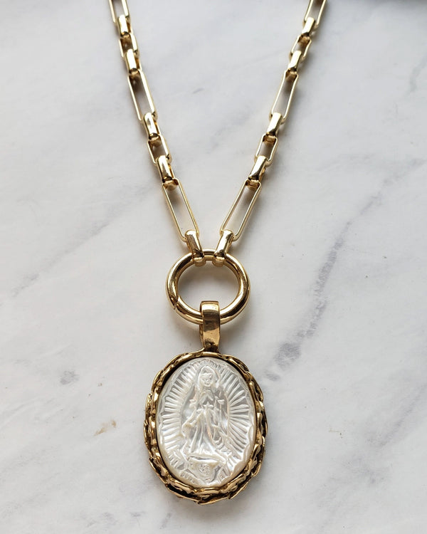 Mother Mary Carved Guadalupe Necklace
