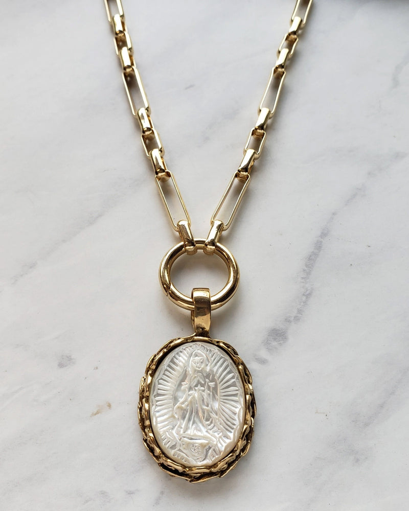 Mother Mary Carved Guadalupe Necklace