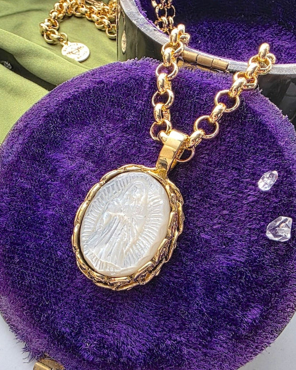 Mother Mary Carved Guadalupe Necklace