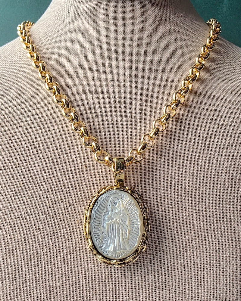 Mother Mary Carved Guadalupe Necklace