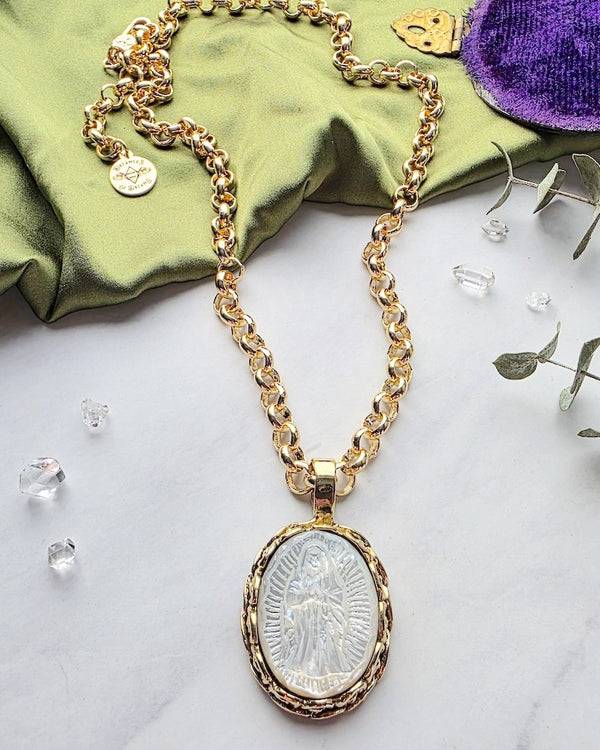 Mother Mary Carved Guadalupe Necklace
