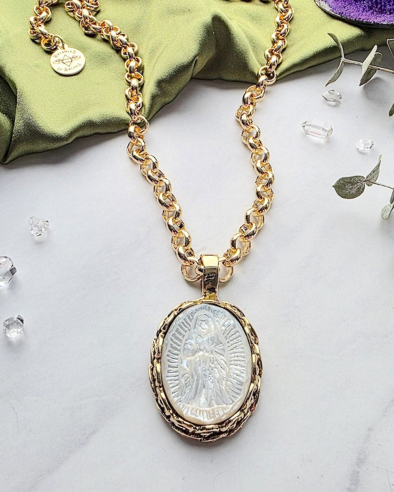 Mother Mary Carved Guadalupe Necklace