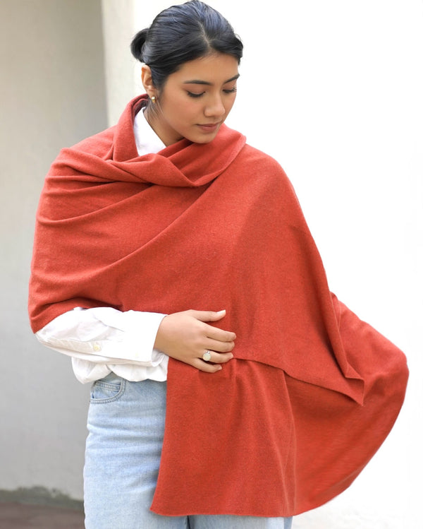 Persimmon Cashmere Wrap Scarf