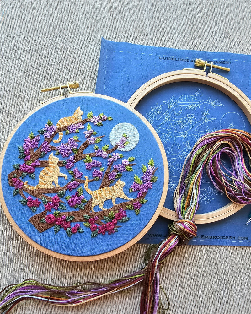 Cats & Full Moon Embroidery Kit