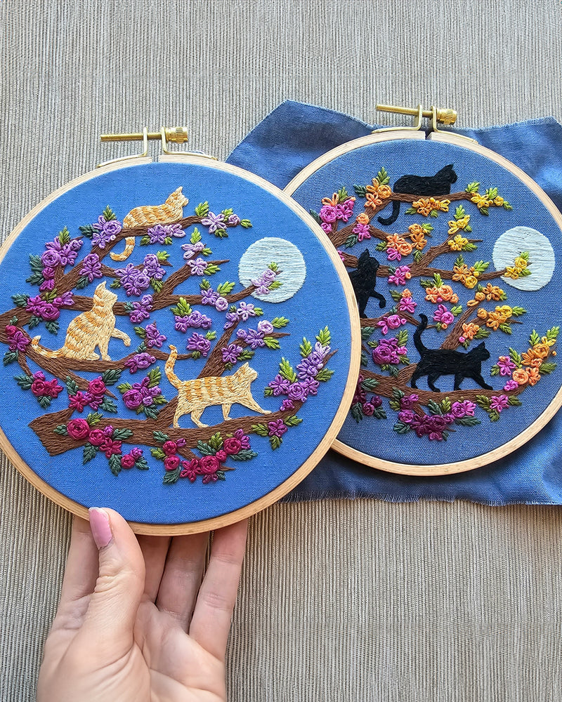 Cats & Full Moon Embroidery Kit