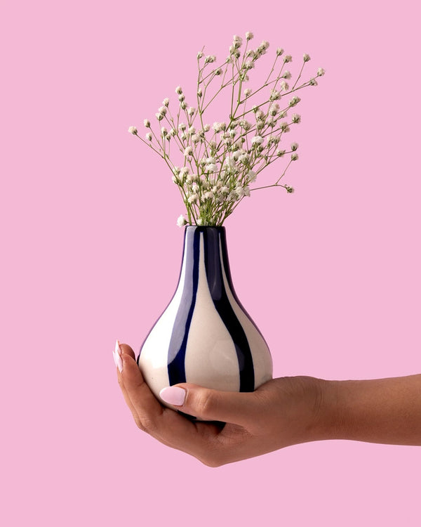 Ceramic Stripe Bud Vase